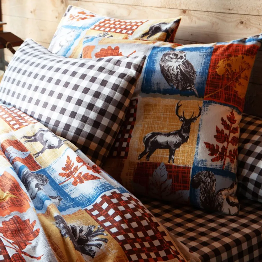 Becquet Linge de lit en flanelle patchwork motif animaux de la forêt - CRÉATION<Enfant Linge De Lit Ado, Housse De Couette|Housse De Couette