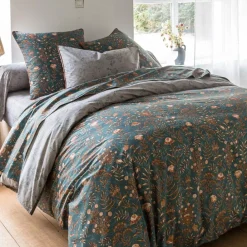 Becquet Linge de lit en percale motif végétal - CRÉATION< Housse De Couette|Linge De Lit Fantaisie, Linge De Lit Brodé