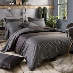Becquet Linge de lit en satin de coton peigné micromotif noir< Housse De Couette|Linge De Lit Fantaisie, Linge De Lit Brodé