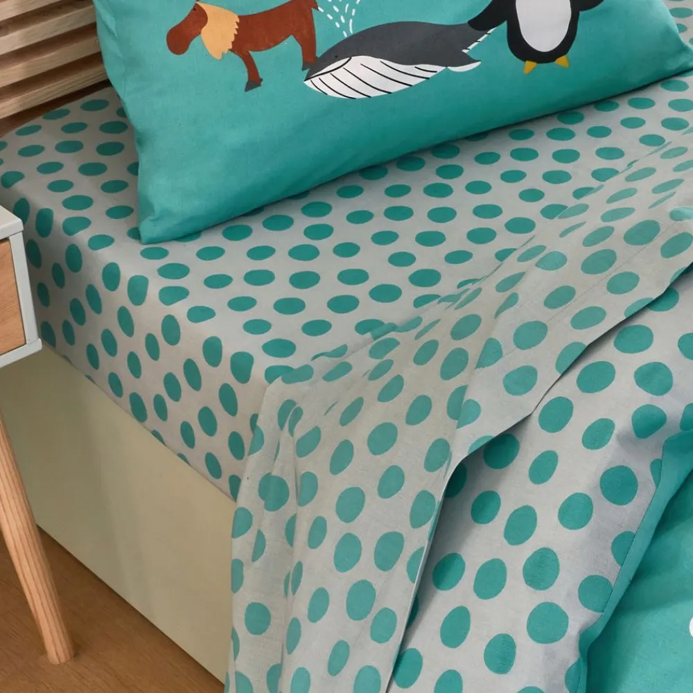 Becquet Linge de lit enfant motif animaux et pois - CRÉATION< Les Matières|Linge De Lit Enfant
