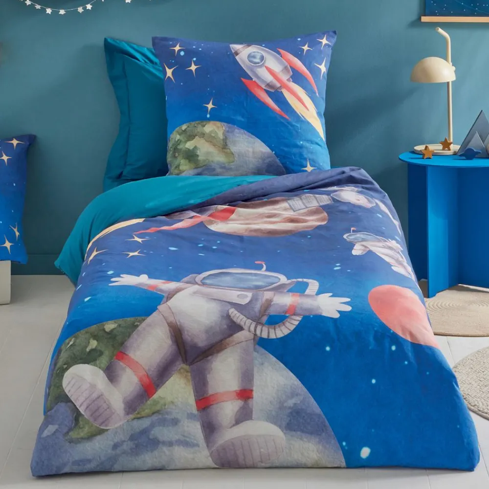 Becquet Linge de lit enfant percale astronaute< Les Matières|Linge De Lit Enfant