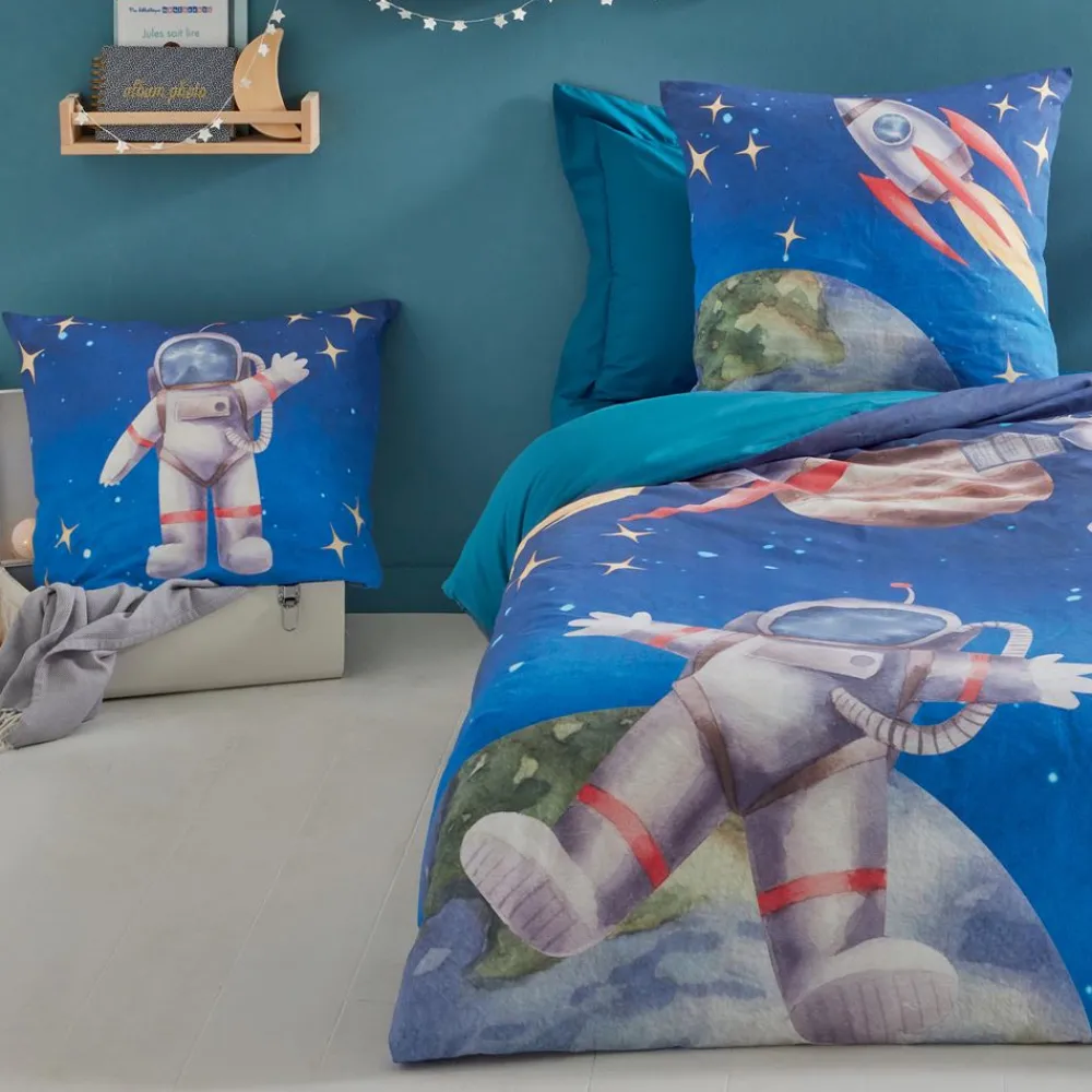 Becquet Linge de lit enfant percale astronaute< Les Matières|Linge De Lit Enfant