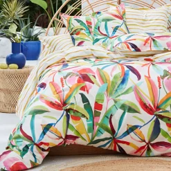 Becquet Linge de lit feuilles multicolores< Housse De Couette|Linge De Lit Fantaisie, Linge De Lit Brodé