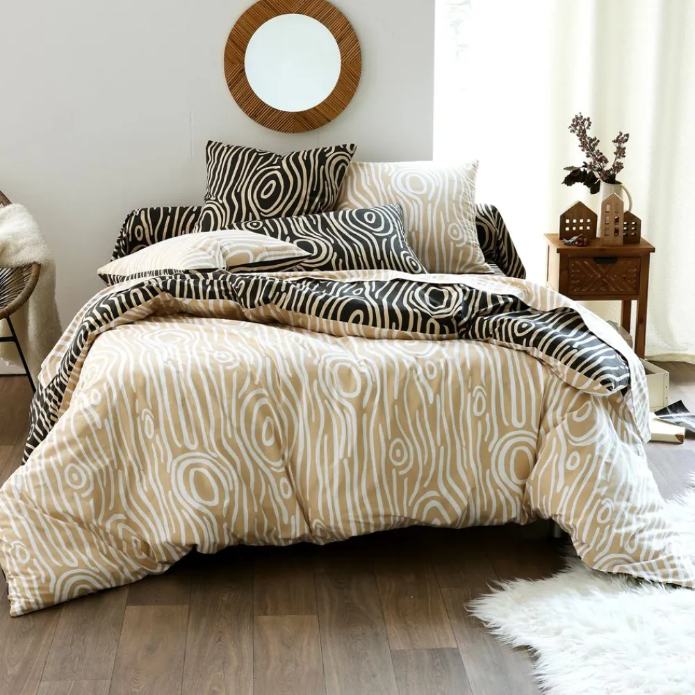 Becquet Linge de lit flanelle effet bois - CRÉATION< Les Matières|Housse De Couette