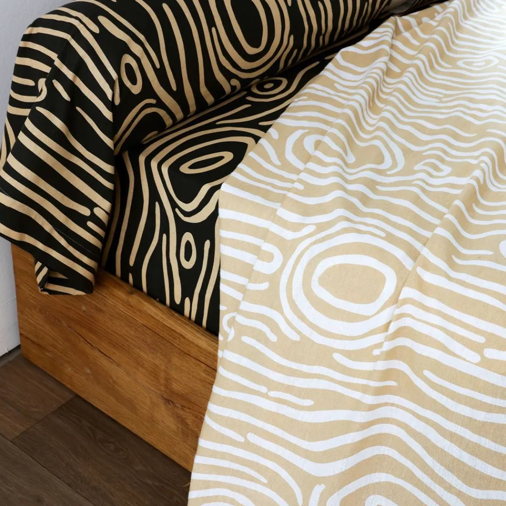 Becquet Linge de lit flanelle effet bois - CRÉATION< Les Matières|Housse De Couette