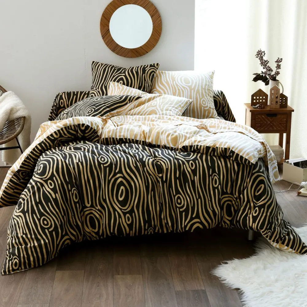 Becquet Linge de lit flanelle effet bois - CRÉATION< Les Matières|Housse De Couette