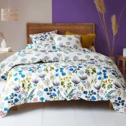 Becquet Linge de lit fleurs bleues - CRÉATION< Housse De Couette|Linge De Lit Fantaisie, Linge De Lit Brodé