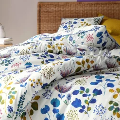 Becquet Linge de lit fleurs bleues - CRÉATION< Housse De Couette|Linge De Lit Fantaisie, Linge De Lit Brodé