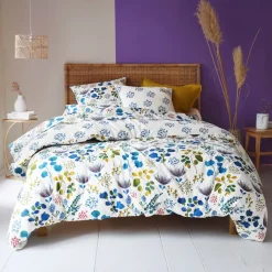 Becquet Linge de lit fleurs bleues - CRÉATION< Housse De Couette|Linge De Lit Fantaisie, Linge De Lit Brodé