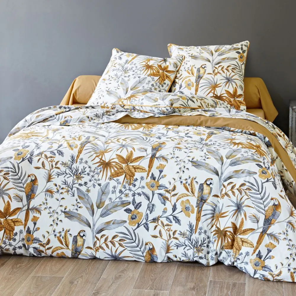 Becquet Linge de lit fleurs et perroquets - CRÉATION< Les Matières|Housse De Couette