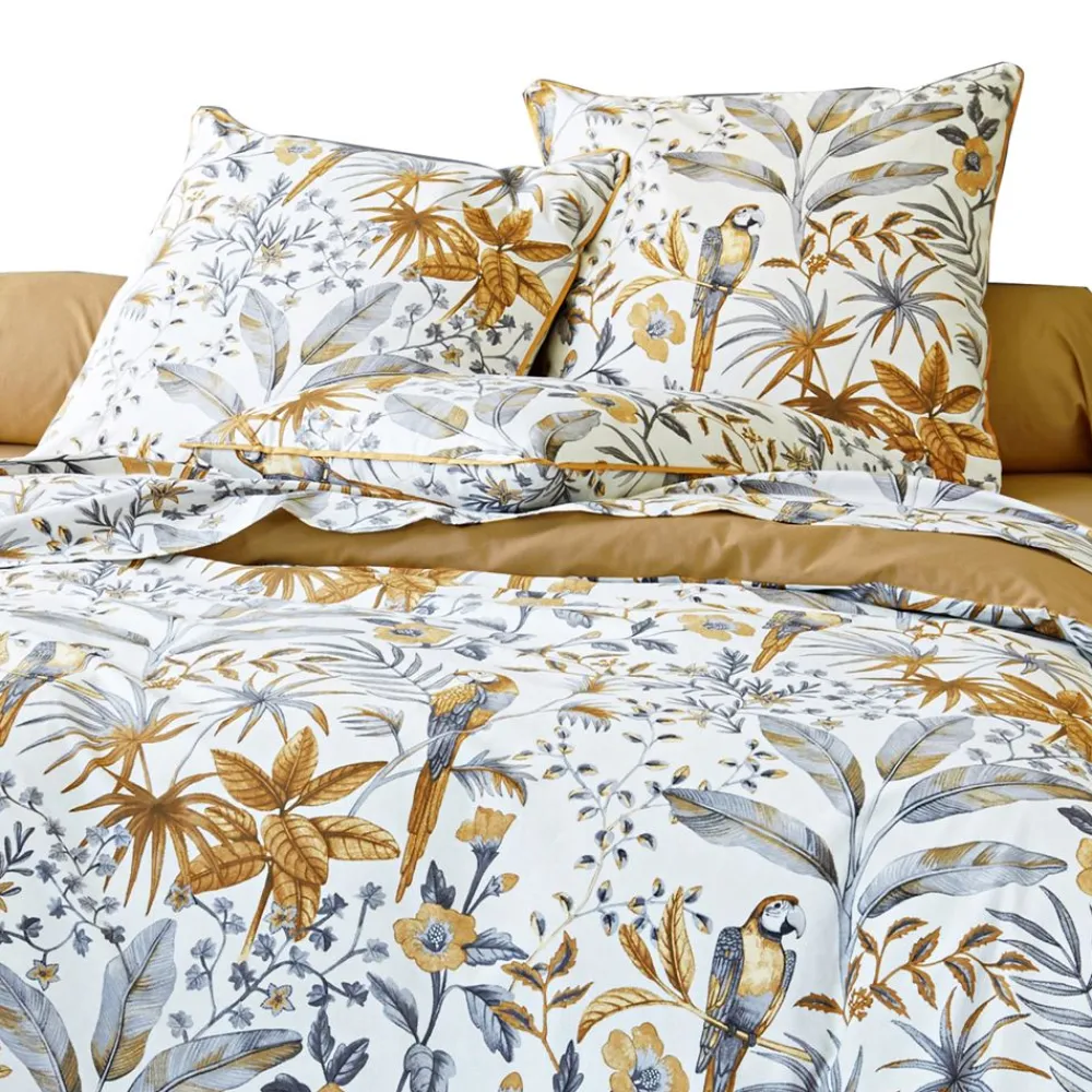 Becquet Linge de lit fleurs et perroquets - CRÉATION< Les Matières|Housse De Couette