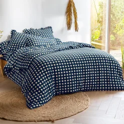 Becquet Linge de lit gaze de coton esprit vichy - CRÉATION< Housse De Couette|Linge De Lit Fantaisie, Linge De Lit Brodé