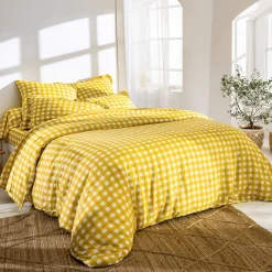 Becquet Linge de lit gaze de coton esprit vichy - CRÉATION< Housse De Couette|Linge De Lit Fantaisie, Linge De Lit Brodé