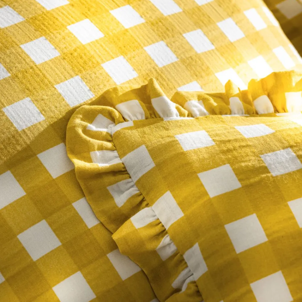 Becquet Linge de lit gaze de coton esprit vichy - CRÉATION< Housse De Couette|Linge De Lit Fantaisie, Linge De Lit Brodé