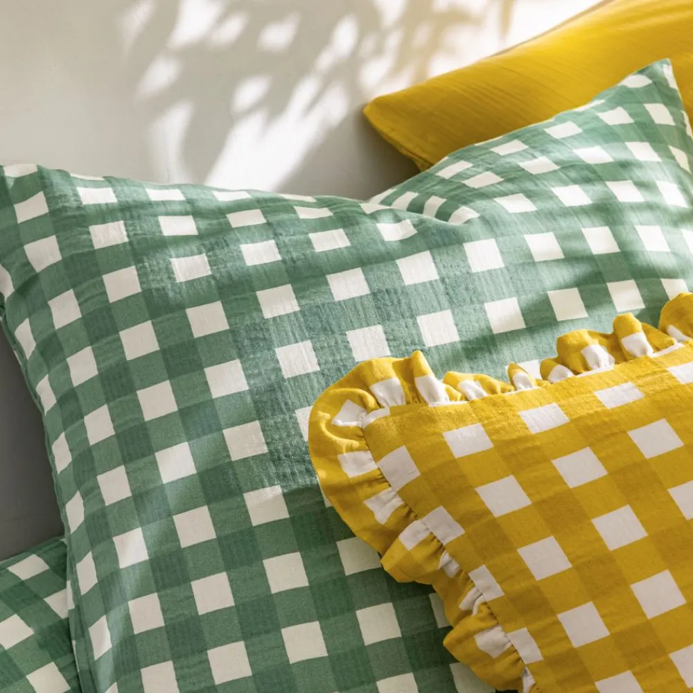 Becquet Linge de lit gaze de coton esprit vichy - CRÉATION< Housse De Couette|Linge De Lit Fantaisie, Linge De Lit Brodé