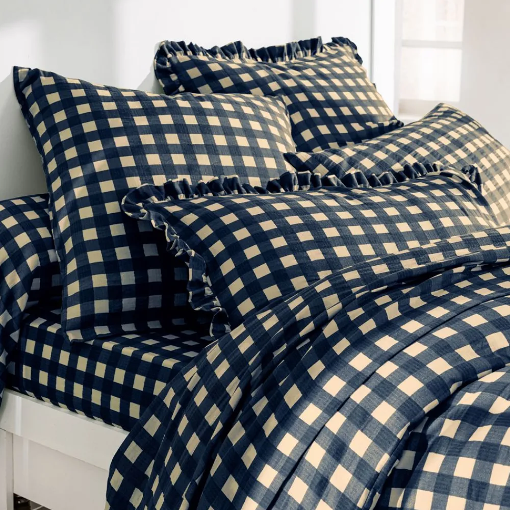Becquet Linge de lit gaze de coton esprit vichy - CRÉATION< Housse De Couette|Linge De Lit Fantaisie, Linge De Lit Brodé