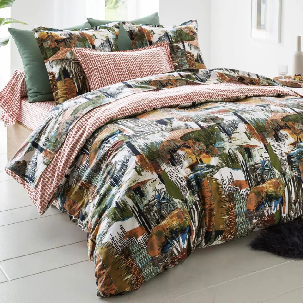 Becquet Linge de lit imprimé arbres multicolores - CRÉATION< Les Matières|Housse De Couette