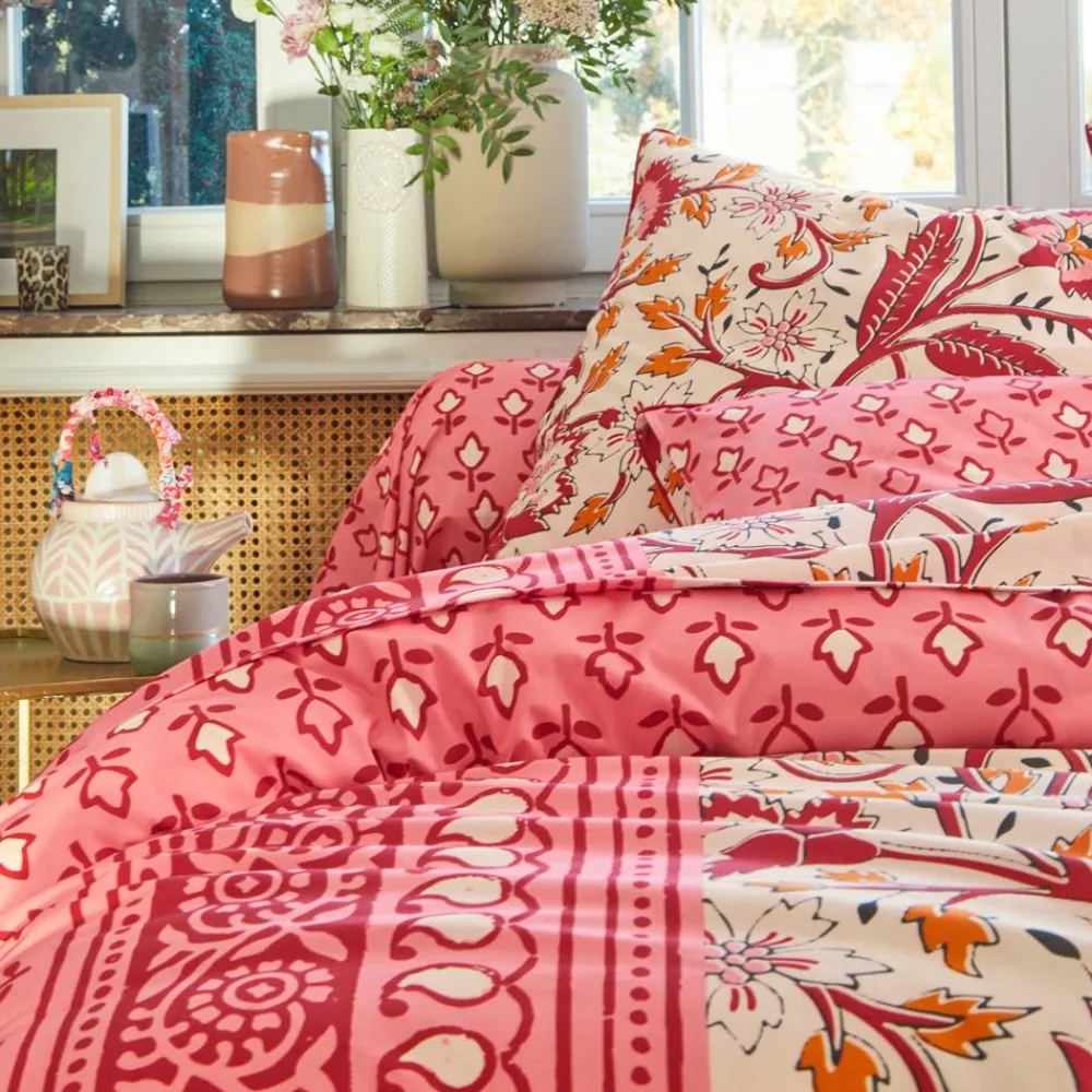 Becquet Linge de lit imprimé bandes de fleurs - CRÉATION< Les Matières