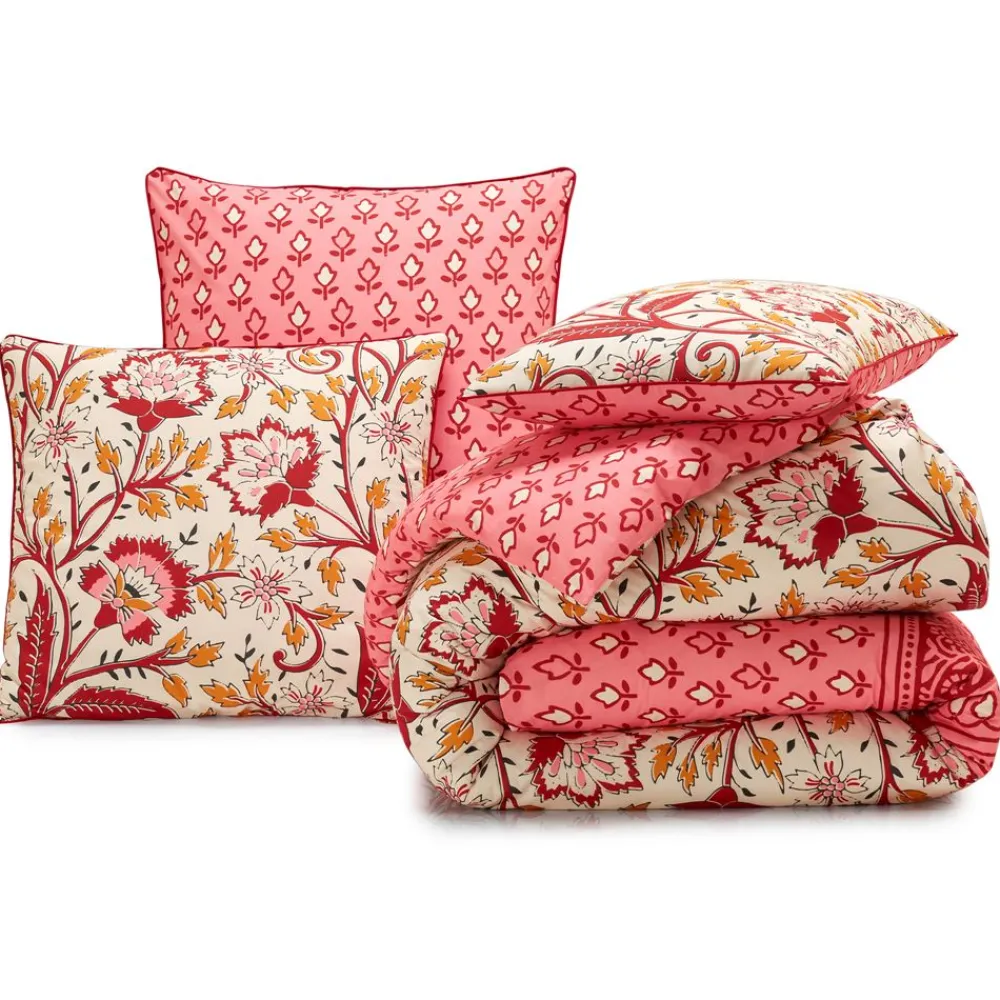 Becquet Linge de lit imprimé bandes de fleurs - CRÉATION< Les Matières