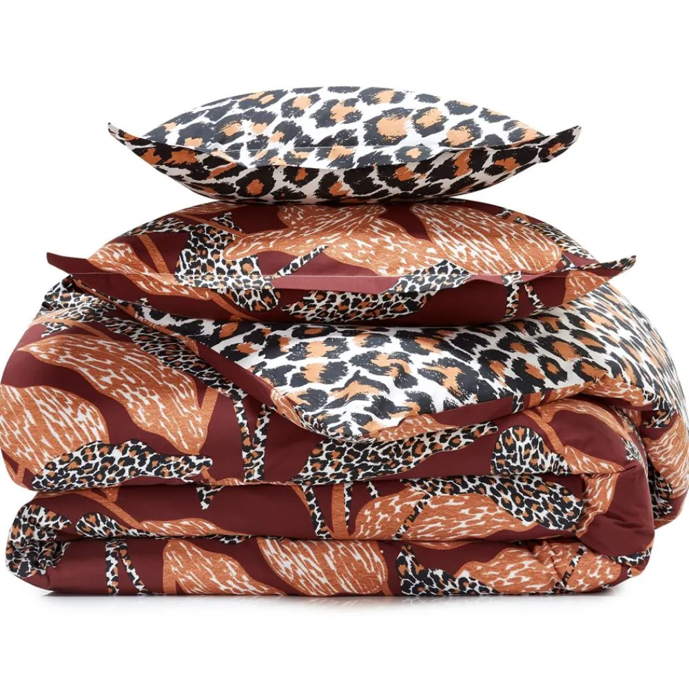 Becquet Linge de lit imprimé feuilles et motifs léopards - CRÉATION< Les Matières|Housse De Couette