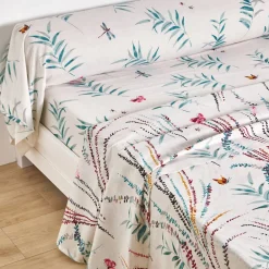 Becquet Linge de lit imprimé végétal et papillons - CRÉATION< Les Matières|Housse De Couette