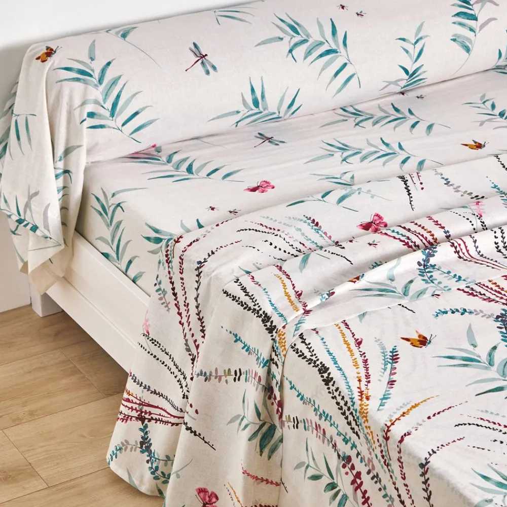 Becquet Linge de lit imprimé végétal et papillons - CRÉATION< Les Matières|Housse De Couette