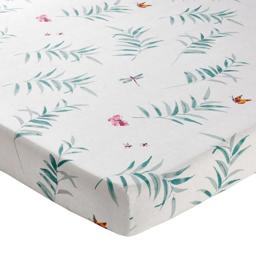 Becquet Linge de lit imprimé végétal et papillons - CRÉATION< Les Matières|Housse De Couette