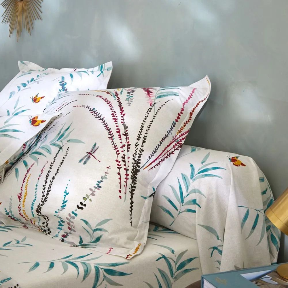 Becquet Linge de lit imprimé végétal et papillons - CRÉATION< Les Matières|Housse De Couette