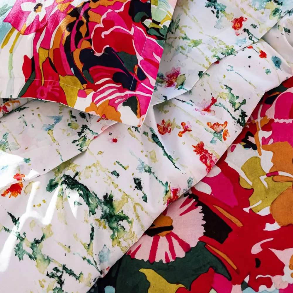 Becquet Linge de lit motif à fleurs multicolores - CRÉATION< Housse De Couette|Linge De Lit Fantaisie, Linge De Lit Brodé