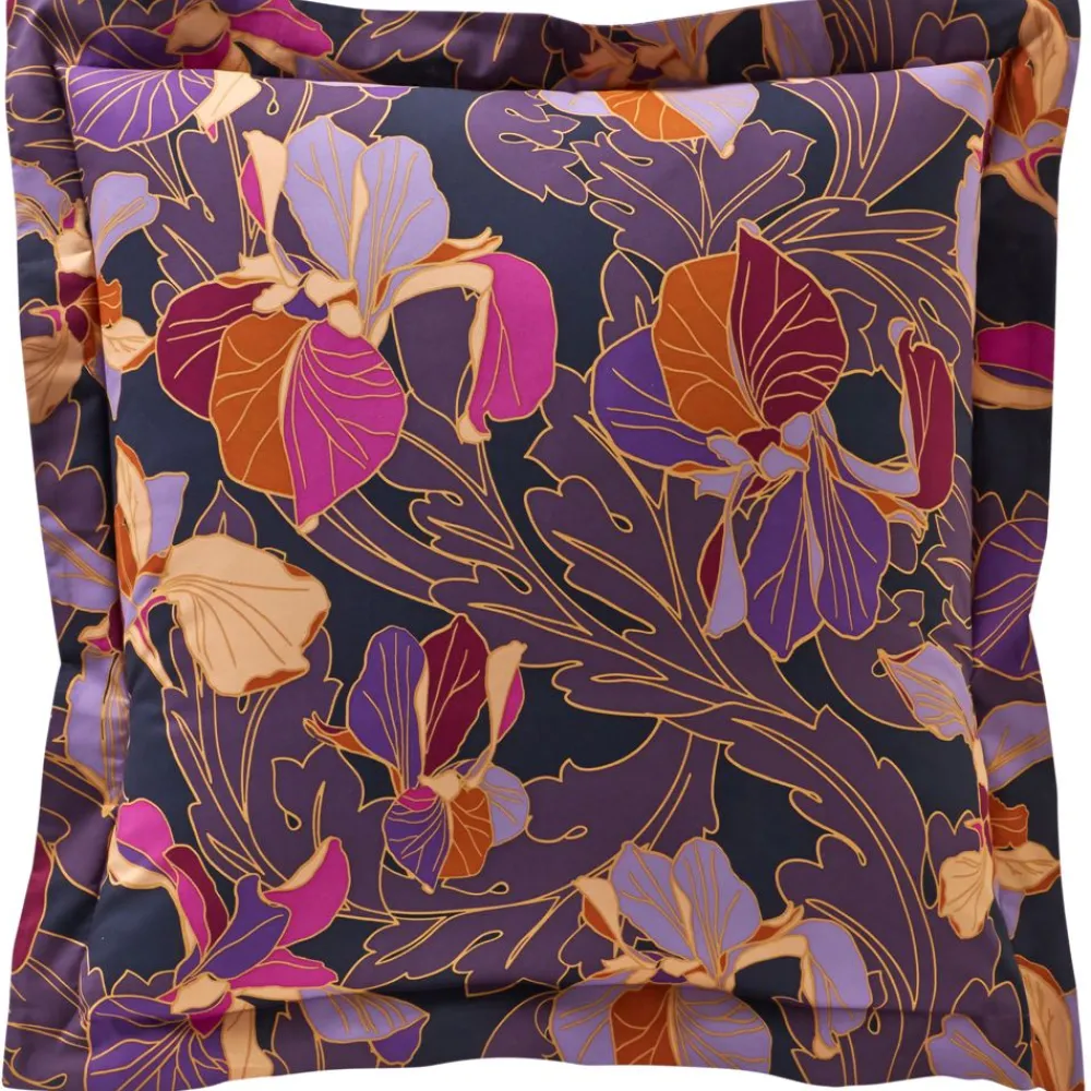 Becquet Linge de lit motif bouquets d'iris - CRÉATION< Housse De Couette