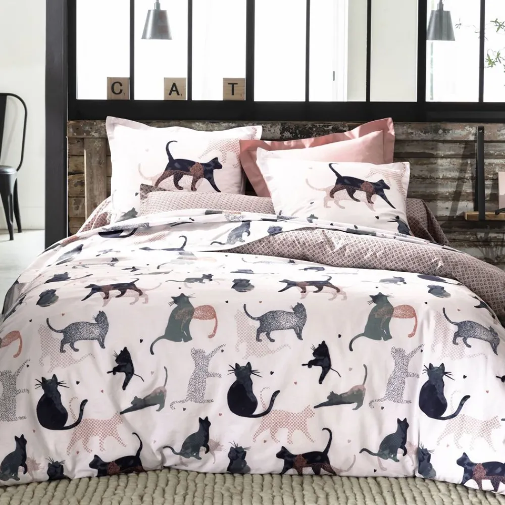 Becquet Linge de lit motif chats - CRÉATION< Les Matières|Housse De Couette