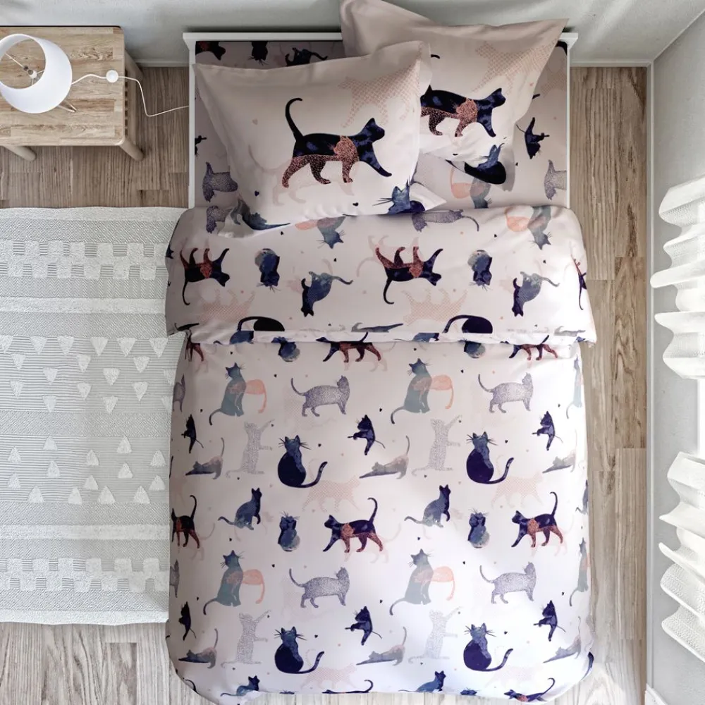 Becquet Linge de lit motif chats - CRÉATION< Les Matières|Housse De Couette