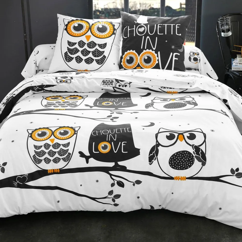 Becquet Linge de lit motif chouettes - CRÉATION<Enfant Linge De Lit Ado, Housse De Couette|Les Matières