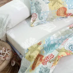 Becquet Linge de lit motif coquillages - CRÉATION< Housse De Couette|Linge De Lit Fantaisie, Linge De Lit Brodé