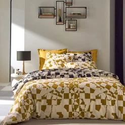 Becquet Linge de lit motif damiers - CRÉATION< Housse De Couette|Linge De Lit Fantaisie, Linge De Lit Brodé