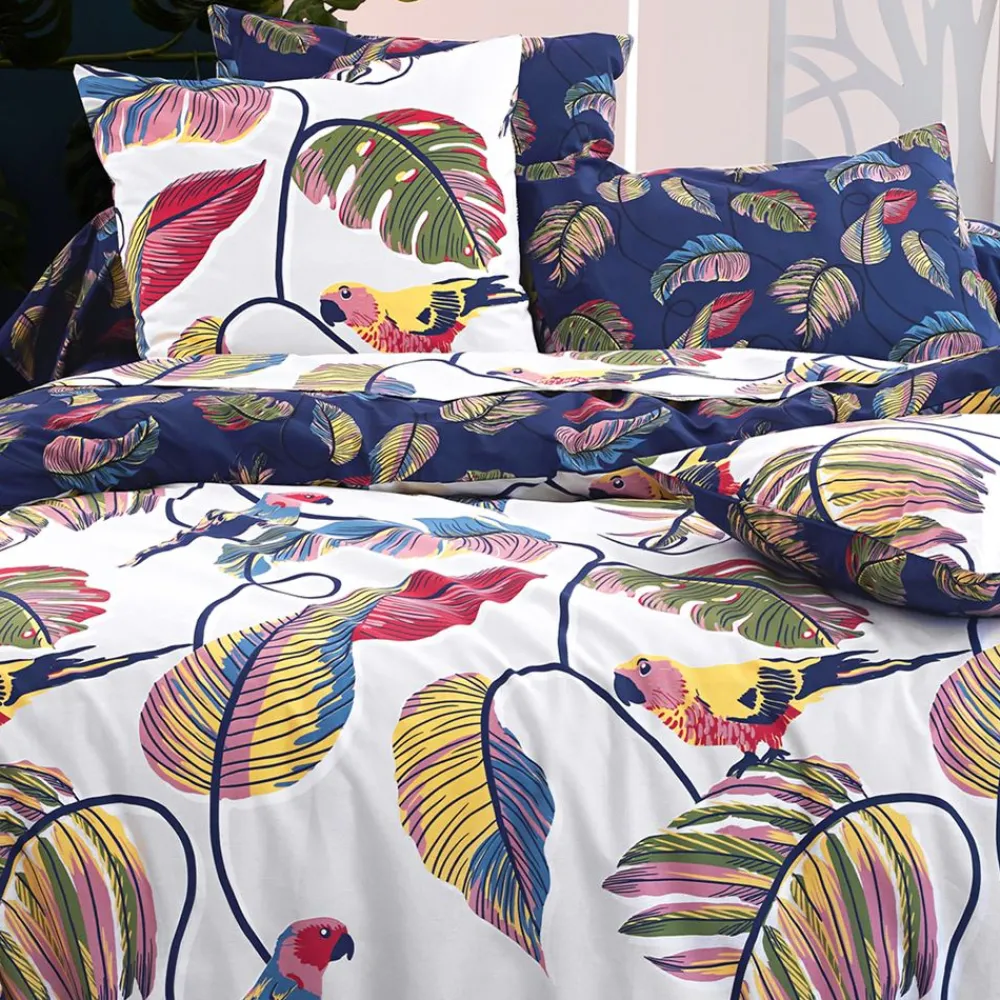 Becquet Linge de lit motif exotique - CRÉATION< Housse De Couette|Linge De Lit Fantaisie, Linge De Lit Brodé