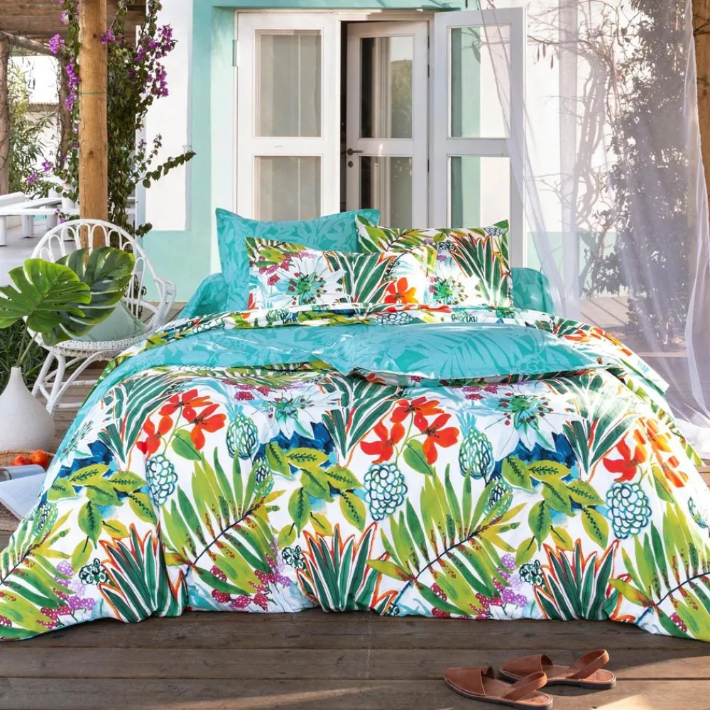 Becquet Linge de lit motif exotique - CRÉATION< Housse De Couette|Linge De Lit Fantaisie, Linge De Lit Brodé