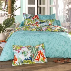 Becquet Linge de lit motif exotique - CRÉATION< Housse De Couette|Linge De Lit Fantaisie, Linge De Lit Brodé