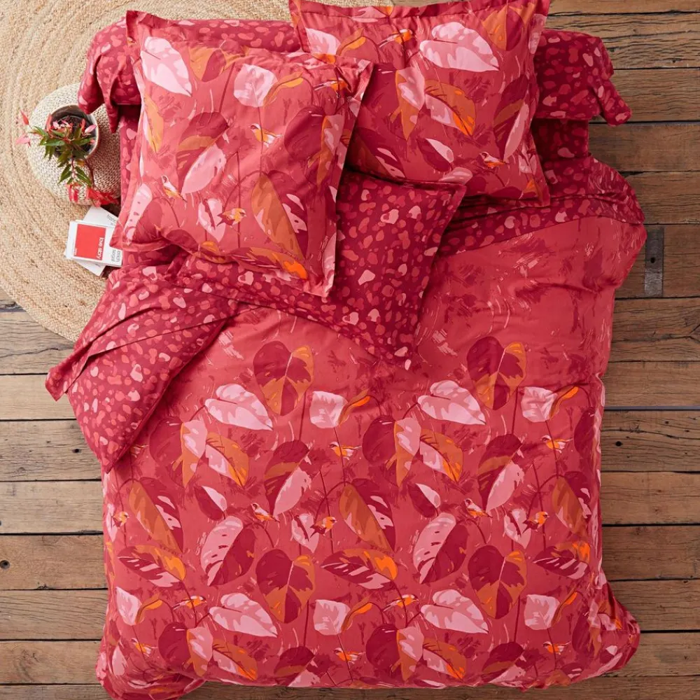 Becquet Linge de lit motif feuilles et oiseaux - CRÉATION< Housse De Couette|Linge De Lit Fantaisie, Linge De Lit Brodé