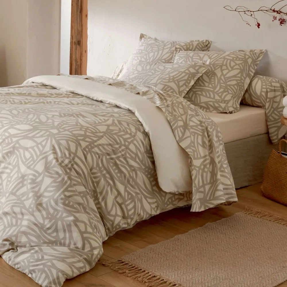 Becquet Linge de lit motif feuilles stylisées< Les Matières|Housse De Couette