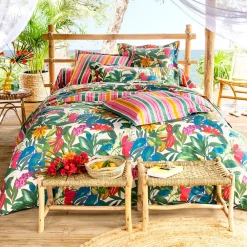 Becquet Linge de lit motif fleurs et fruits exotiques - CRÉATION< Housse De Couette|Linge De Lit Fantaisie, Linge De Lit Brodé