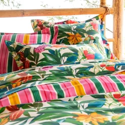 Becquet Linge de lit motif fleurs et fruits exotiques - CRÉATION< Housse De Couette|Linge De Lit Fantaisie, Linge De Lit Brodé