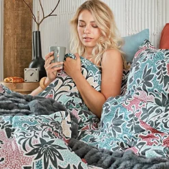 Becquet Linge de lit motif fleurs noires - CRÉATION< Les Matières|Housse De Couette