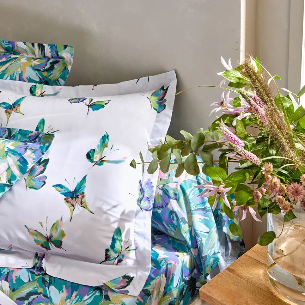 Becquet Linge de lit motif papillons - CRÉATION< Housse De Couette|Linge De Lit Fantaisie, Linge De Lit Brodé