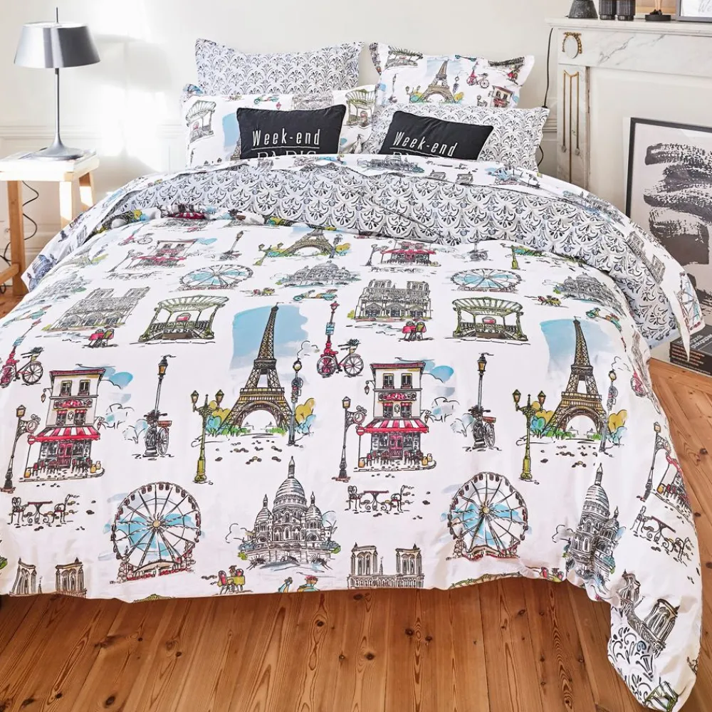 Becquet Linge de lit motif Paris - CRÉATION< Les Matières|Linge De Lit Fantaisie, Linge De Lit Brodé