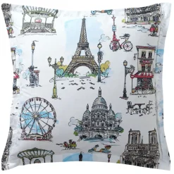 Becquet Linge de lit motif Paris - CRÉATION< Les Matières|Linge De Lit Fantaisie, Linge De Lit Brodé