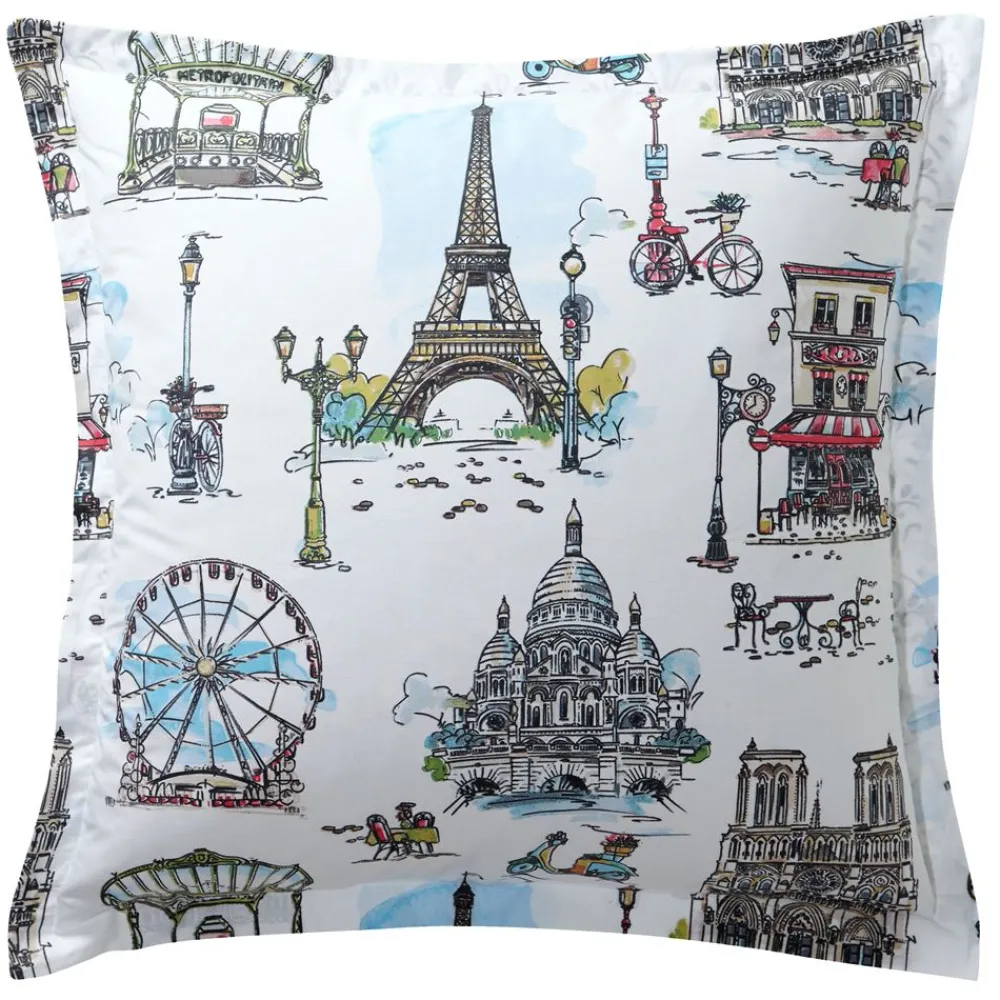 Becquet Linge de lit motif Paris - CRÉATION< Les Matières|Linge De Lit Fantaisie, Linge De Lit Brodé