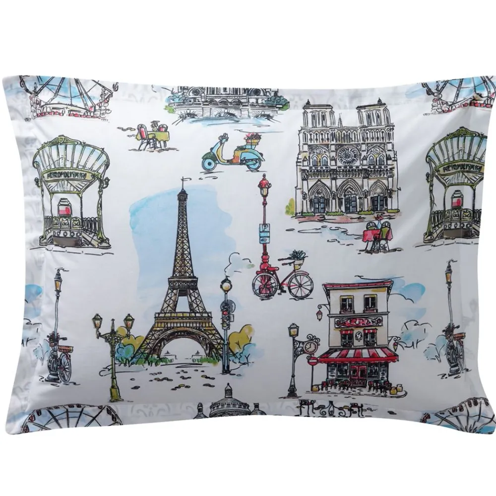 Becquet Linge de lit motif Paris - CRÉATION< Les Matières|Linge De Lit Fantaisie, Linge De Lit Brodé