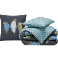 Becquet Linge de lit motif plumes - CRÉATION< Housse De Couette|Linge De Lit Fantaisie, Linge De Lit Brodé