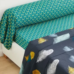 Becquet Linge de lit motif plumes - CRÉATION< Housse De Couette|Linge De Lit Fantaisie, Linge De Lit Brodé